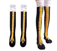 2 pares de calcetines de pierna de pollo, interesantes calcetines de pierna de pollo personalizados, calcetines cálidos, calcetines de dibujos animados sobre la rodilla calcetines de pierna de pollo