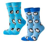 2 Pares De Calcetines De Pingüino, Calcetines De Media Pantorrilla De Animales De Dibujos Animados, Calcetines De Algodón Cómodos Y Transpirables, Unisex, Calcetines Lindos