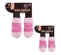2 pares de calcetines de punto para perros para pavimento caliente, calcetines ajustables de dibujos animados para mascotas grandes y mascotas, protector de patas para cachorros, perros pequeños y