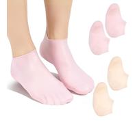 2 pares de calcetines hidratantes de silicona Quilax para mujer, calcetines de silicona suaves, antideslizantes para mujer, calcetines para la humedad, calcetines de gel para el cuidado de los pies