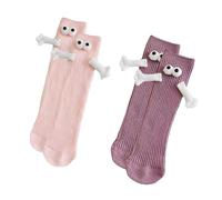 2 pares de calcetines magnéticos de dibujos animados, calcetines magnéticos para tomar de la mano, calcetines para parejas, divertidos calcetines lindos en 3D, adecuados para parejas, niños, etc.