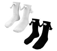 2 pares de calcetines magnéticos que se toman de la mano, calcetines de poliéster para parejas, calcetines magnéticos de mano a mano, calcetines magnéticos para parejas, calcetines de la mano para