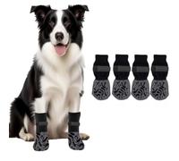 2 pares de calcetines para perros con pinzas para evitar lamer patas, zapatos antideslizantes para perros con correas ajustables, parte inferior de goma para suelos de madera dura, protectores de