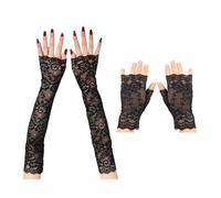 2 Pares De Calentadores De Brazos De Encaje, Guantes Cortos De Encaje para Mujer, Guantes Largos De Encaje para Mujer, Guantes De Encaje para Novia, Adecuados para Bodas, Fiestas