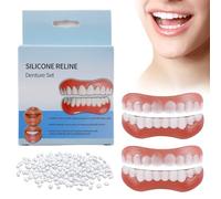 2 pares de carillas de dientes falsos, Furzero de silicona para dentaduras postizas, carillas dentales cosméticas, prótesis postizas completas, dientes temporales para mujeres y hombres