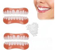 2 Pares De Carillas Dentales Superiores E Inferiores, Dentaduras Postizas Instantáneas Con Perlas Térmicas, Prótesis Dentales De Silicona Blanca, Dientes Postizos Blanqueamiento Temporal