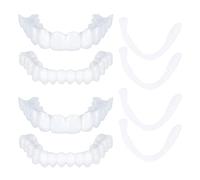 2 pares de carillas instantáneas dentaduras postizas dentales dentales blanqueadoras cosméticas cubierta de dientes a presión en los dientes sonrientes superior e inferior clip en carillas dientes