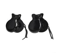 2 pares de castañuelas españolas de madera para adultos y principiantes, percusión manual para danza flamenca, clases de música y actuaciones escénicas, robustas y portátiles, 8,8 x 6,5 x 3 cm (negro)