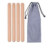 2 pares de clavos clásicos de madera instrumento de percusión musical, 8 pulgadas de ritmo natural palos de madera dura con una bolsa de transporte