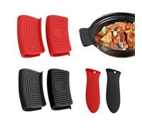 2 pares de clips para orejas de olla, 2 pares de tapas de mango de olla, tapas aisladas para ollas, pinzas para ollas, asas de silicona resistentes al calor, accesorios de cocina