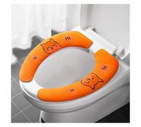 2 pares de cojines suaves dibujos animados lavables for inodoro, almohadilla adhesiva for asiento baño, tapa universal(Enlarge-orange)