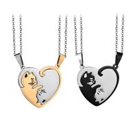 2 pares de collares para parejas, collares conmemorativos de la amistad; collares de amor, collares a juego, collares Bff, adecuados para cumpleaños, bailes, cenas, etc., Latón