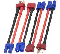 2 pares de conectores Vgoohobby EC2 a Deans T hembra macho adaptador con cable de silicona de 8 cm 16 AWG para dron RC, FPV, coche, Lipo NiMH, cargador de batería ESC