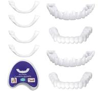 2 Pares De Dentaduras Postizas Cosméticas, Dientes Postizos Blanqueamiento Instantáneo De Silicona, Carillas Dentales Superiores E Inferiores A Presión, Carillas Temporales Con Clip Para Sonrisas