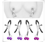 2 pares de divertido clip de juego ajustable con campana - clip de decoración de metal de goma blanda para fiestas, adecuado para hombres y mujeres