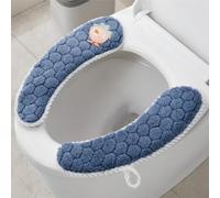 2 pares de fundas acolchadas para asiento de inodoro de felpa gruesa, antideslizante, suave, lavable, calentador de baño con cinta autoadhesiva