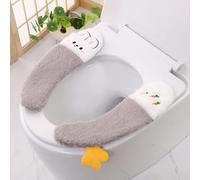 2 pares de fundas para asiento de inodoro, almohadilla gruesa pegajosa para asiento de inodoro de invierno, lavable de felpa, cojín suave para asiento de inodoro