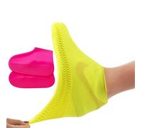 2 pares de fundas para zapatos de lluvia portátiles de silicona, adecuadas para días lluviosos, playas y carreteras embarradas (rosa (L))