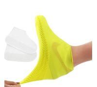 2 pares de fundas para zapatos de lluvia portátiles de silicona, adecuadas para días lluviosos, playas y carreteras embarradas (blanco (M))
