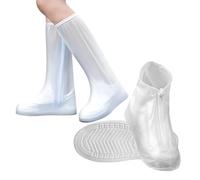 2 pares de fundas para zapatos impermeables, reutilizables para la lluvia, zapatos con cremallera, antideslizantes, para playas del desierto, carreteras fangosas (transparente 2)