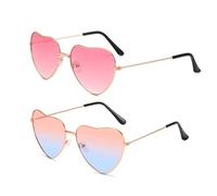 2 pares de gafas de sol de corazón vintage para mujer, gafas Hippie Annee 70 80 90, accesorio EVJF para boda, noche, discoteca, gafas divertidas de fantasía para fiestas de cumpleaños, fotos de