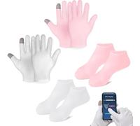 2 Pares De Guantes,2 Pares De Calcetines,Guantes Hidratantes de Algodón,Guantes de Spa con Pantalla Táctil Guantes,Noche Curar Eczema Guantes de Tratamiento de Spa Reparación áspera Agrietada