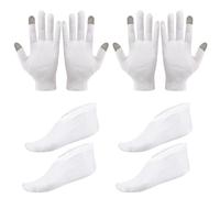 2 Pares De Guantes, 2 Pares De Calcetines, Guantes Y Medias De Algodón Blanco, Guantes Para Pantalla Táctil, Protección Para Manos Y Pies, Unisex, Guantes Hidratantes