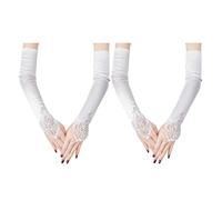 2 Pares De Guantes Blancos De Manga Larga Para Mujer, Guantes Con Gancho, Guantes Nupciales, Accesorios De Fiesta