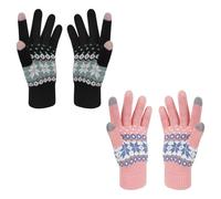 2 Pares De Guantes Cálidos, Guantes De Lana Suave, Guantes Para Pantalla Táctil, Guantes De Punto, Guantes De Invierno