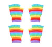 2 Pares De Guantes Coloridos, Guantes Sin Dedos, Guantes De Invierno, Guantes De Punto Cálidos, Guantes De Diseño Creativo, Guantes Elásticos Suaves