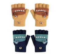 2 Pares De Guantes Con Estampado De Cocodrilo, Lindos Guantes Para Niños, Guantes Cálidos De Otoño E Invierno, Guantes Sin Dedos, Guantes De Punto Suave