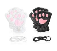 2 Pares De Guantes Con Garra De Gato, Guantes Sin Dedos Para Mujer, Lindos Guantes De Felpa, Guantes De Invierno Cálidos Y Resistentes Al Frío, Guantes De Felpa