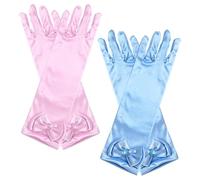 2 Pares De Guantes Con Lazo Para Niños, Guantes Largos De Princesa, Guantes De Utilería Para Fiestas, Guantes Simples De Color Sólido, Accesorios De Disfraces