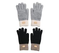 2 Pares De Guantes Con Pantalla Táctil, Guantes De Invierno, Guantes Deportivos, Guantes Cálidos, Guantes De Punto De Moda, Accesorios Para Exteriores (Negro, Gris Claro)