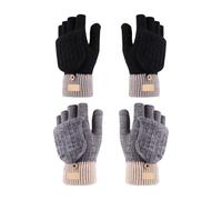 2 Pares De Guantes Con Tapa Abatible Para Mujer, Guantes Sin Dedos Para Mujer, Guantes Térmicos Para Mujer, Guantes Cálidos De Invierno Para Hombres, Guantes De Trabajo Sin Dedos