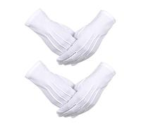 2 Pares de Guantes de Algodón de Nylon Blancos con Cierre de Broche para Policía Formal Tuxedo Honor Guardia Guantes de Disfraz de Desfile, 9,05 Pulgadas
