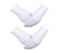 2 Pares de Guantes de Algodón de Nylon Blancos para Policía Tuxedo Formal Disfraz de Guardia de Honor
