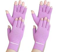 2 pares de guantes de artritis, guantes de compresión para reumatoide y osteoartritis, alivio del dolor en las articulaciones, soporte de muñeca para túnel carpiano, escritura de computadora, guantes sin dedos para mujer, Medium, Púrpura