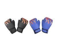 2 pares de guantes de boxeo para niños, fitness, ejercicio, MMA, Muay Thai, guantes de saco pesado, negro y azul, 15 x 23 cm