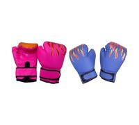 2 pares de guantes de boxeo para niños, fitness, ejercicio, MMA, Muay Thai, guantes de saco pesado, rosa y azul, 15 x 23 cm