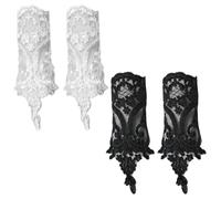 2 Pares De Guantes De Encaje, Guantes Bordados De Encaje Para Mujer, Guantes De Novia Sin Dedos, Mangas De Malla Sin Dedos Para Fiesta De Boda De Graduación