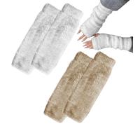 2 Pares De Guantes De Felpa, Guantes Largos Sin Dedos, Guantes Cálidos, Guantes Suaves, Guantes Sencillos Para Mujer