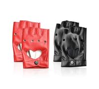 2 Pares De Guantes De Medio Dedo De Color Sólido, Guantes Creativos Sin Dedos Huecos, Guantes Punk De Personalidad De Moda, Hombres Y Mujeres Universales Y Guantes De Cuero De Fiesta.