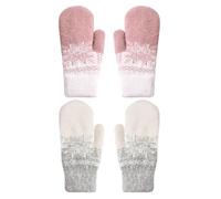 2 Pares De Guantes De Punto Con Estampado De Copos De Nieve, Guantes De Mujer, Guantes Cálidos, Guantes Resistentes Al Frío Para Otoño E Invierno, Guantes Suaves