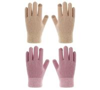 2 Pares De Guantes De Punto De Lana, Guantes Gruesos De Terciopelo, Guantes Para Pantalla Táctil, Guantes Cálidos De Invierno, Guantes Para Mujer Para Interiores Y Exteriores