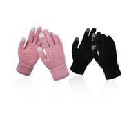 2 Pares De Guantes De Punto Para Mujer, Guantes De Invierno Resistentes Al Frío, Guantes Cálidos De Terciopelo, Guantes Para Pantalla Táctil