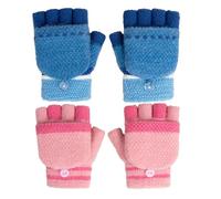 2 Pares De Guantes De Punto Para Niños, Guantes Plegables Sin Dedos, Guantes Cálidos De Invierno, Guantes Sin Dedos Con Capucha Para Escribir, Guantes Para Exteriores Resistentes Al Frío