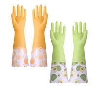 2 Pares de Guantes Limpieza de Goma, SHAIDOJIO Antideslizantes Guantes Cocina de Goma con Forro, Largos Impermeables Guantes de Cocina para Lavavajillas para El Hogar Baño Lavandería-2 Colores