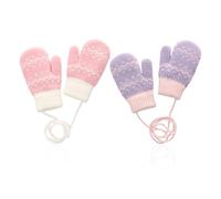 2 Pares De Guantes Para Niña, Guantes De Protección Contra El Frío Para Exteriores, Guantes Con Cordón, Guantes De Punto, Guantes Cálidos De Lana