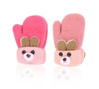 2 pares de guantes para niños, guantes cálidos para bebé, guantes de punto, guantes cálidos de invierno a prueba de viento, bonitos guantes para niños con animales, guantes gruesos de terciopelo